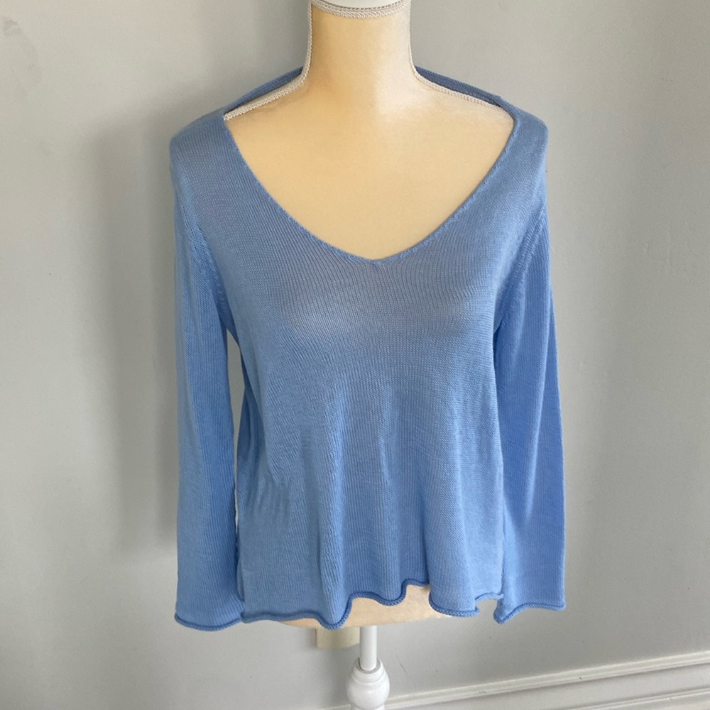 Wooden Ships light blue off the shoulder sweater.  Size XS